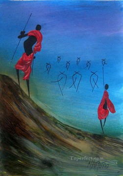 アフリカ人 Painting - アフリカの群れミラージュ